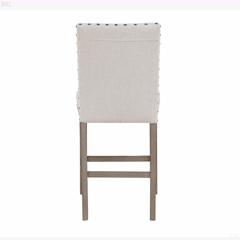 TABOURET DE BAR MARIAN BLANC (ENSEMBLE DE 2), Siège blanc / cadre naturel