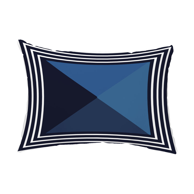  Angles Outdoor Rectangular Pillow Cover & Insert, Navy