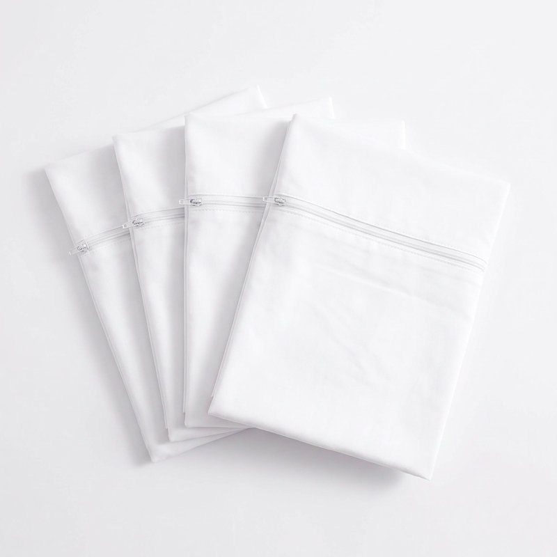  Pillowcase Set, Waterproof Pillow Protectors with Zipper Closure, Silent TPU Layer, Standard
