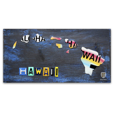 « hawaii state map », impression sur toile tendue