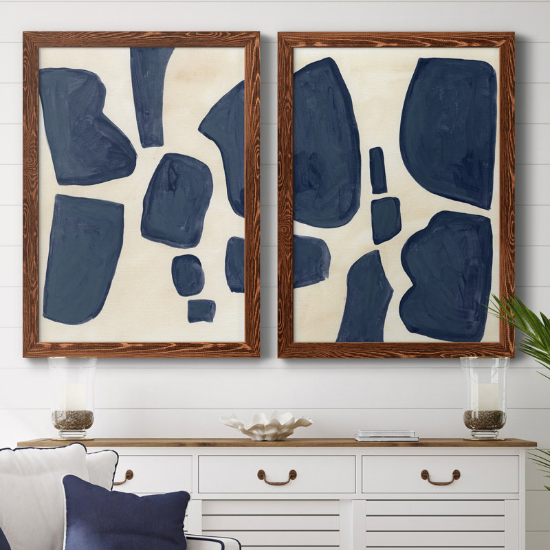 Pièces bleues I, toile encadrée de qualité supérieure - prête à être accrochée, H 43,5 po x l 31,5 po x P 1 po