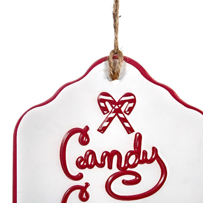 Étiquettes suspendues Iron Candy Cane Wishes - ensemble de 6 - blanc / rouge
