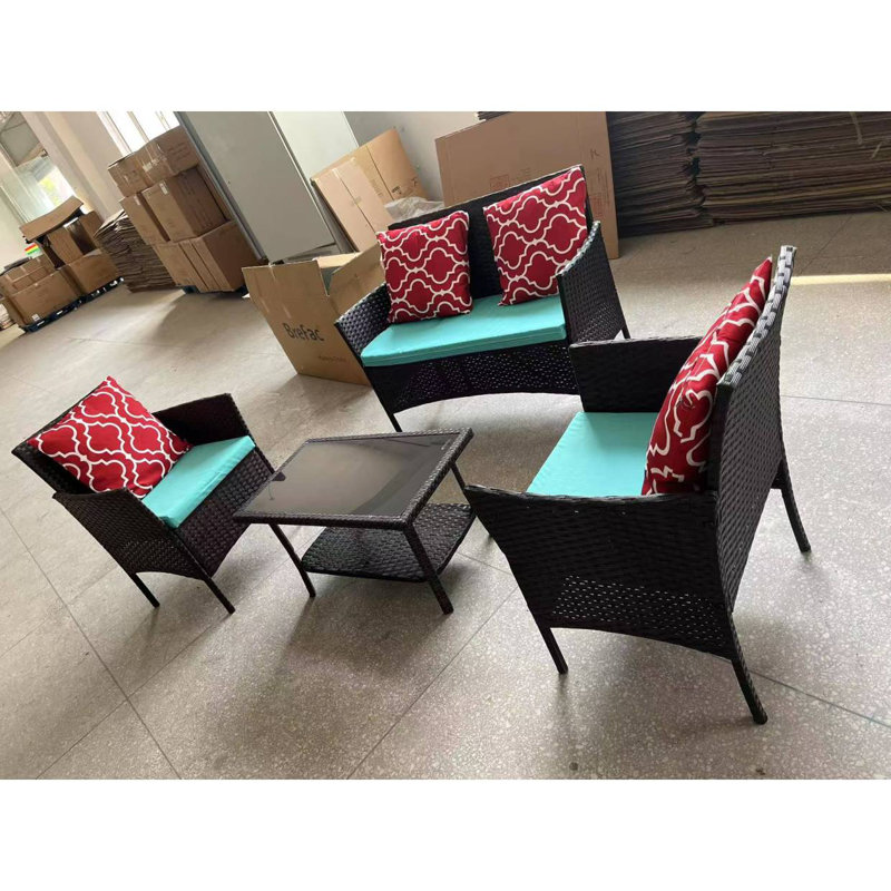 4-Piece PE Rattan Outdoor Sofa Set