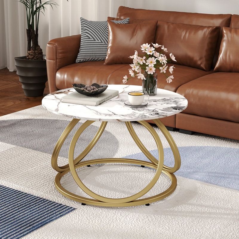 Pedestal Coffee Table, Calacatta Gold, Gold