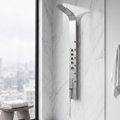 Système de douche à 6 jets H 68 po x l 6 po avec douchette à main et pomme de douche à effet de pluie Brielle