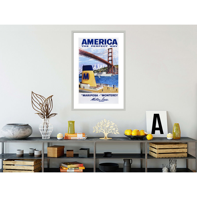 «America: The Perfect Way Travel» par Inconnu - Impression sur toile encadrée, H 41,5 po x l 27,99 po