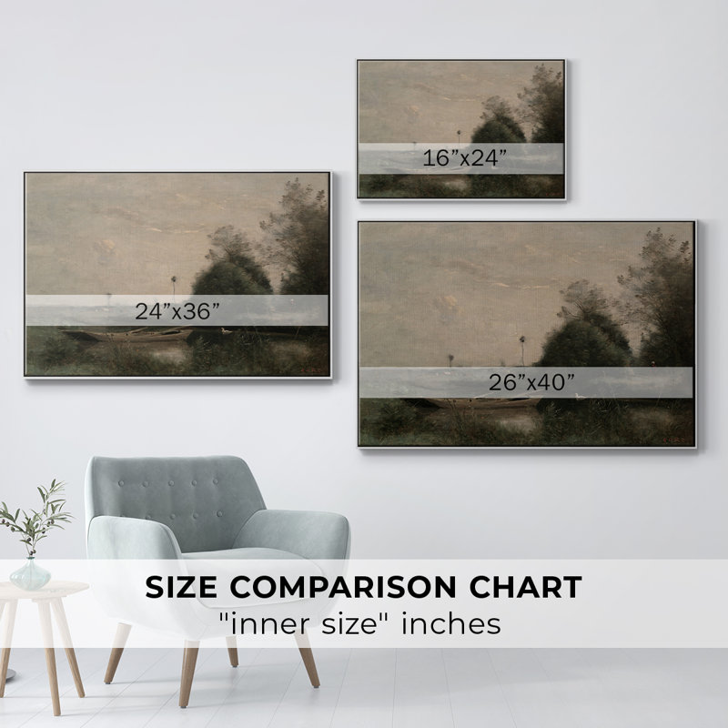 Paysage rétro - toile encadrée galerie encadrée, Toile encadrée flottée blanche, H 17 po x l 25 po x P 2 po
