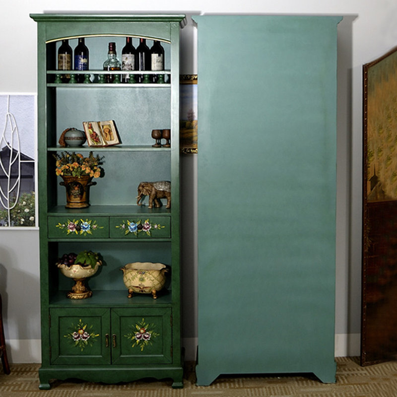 Modern Green Solid Wood China Cabinet, Green