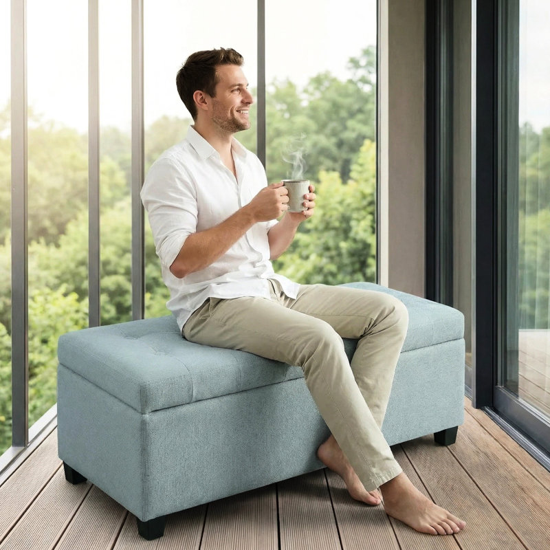 Banc d'entrée de 50,09 pouces avec couleur bleue, bois d'ingénierie et intérieur spacieux