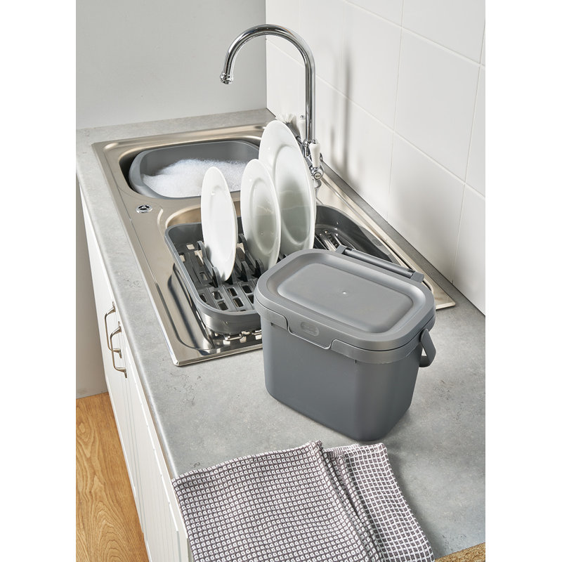 Plastic Manual Lift Waste Bin - 4.5L, Blush/Pomegranate/Metallic