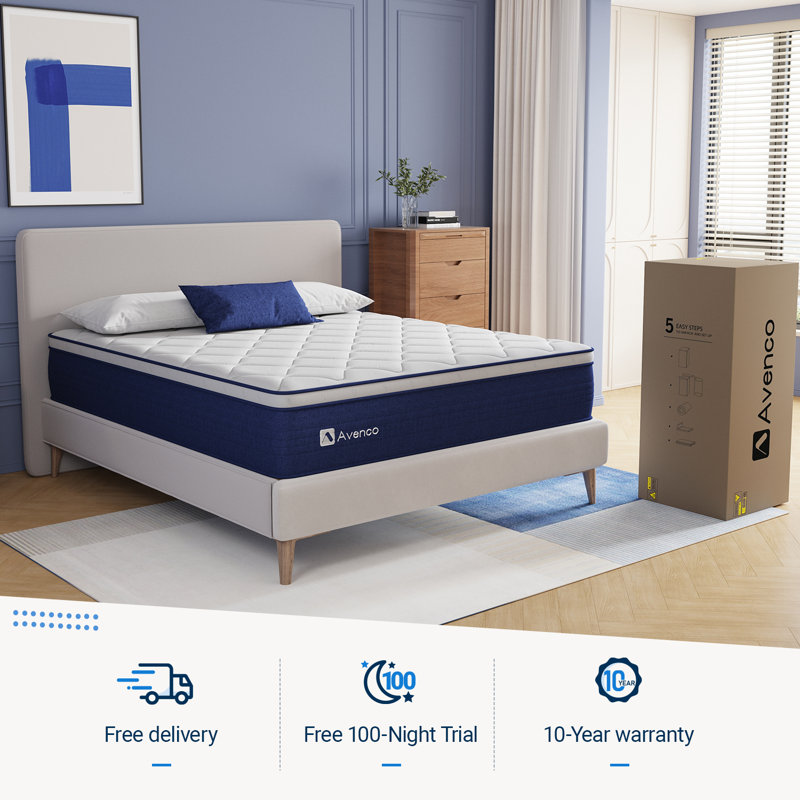Avenco 14'' Medium Gel Memory Foam Hybrid Mattress, King