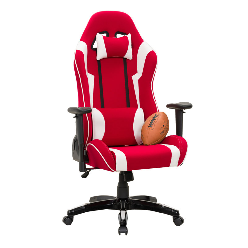 Latitude Run® Adjustable Reclining Ergonomic Swiveling PC & Racing Game Chair, Red/White