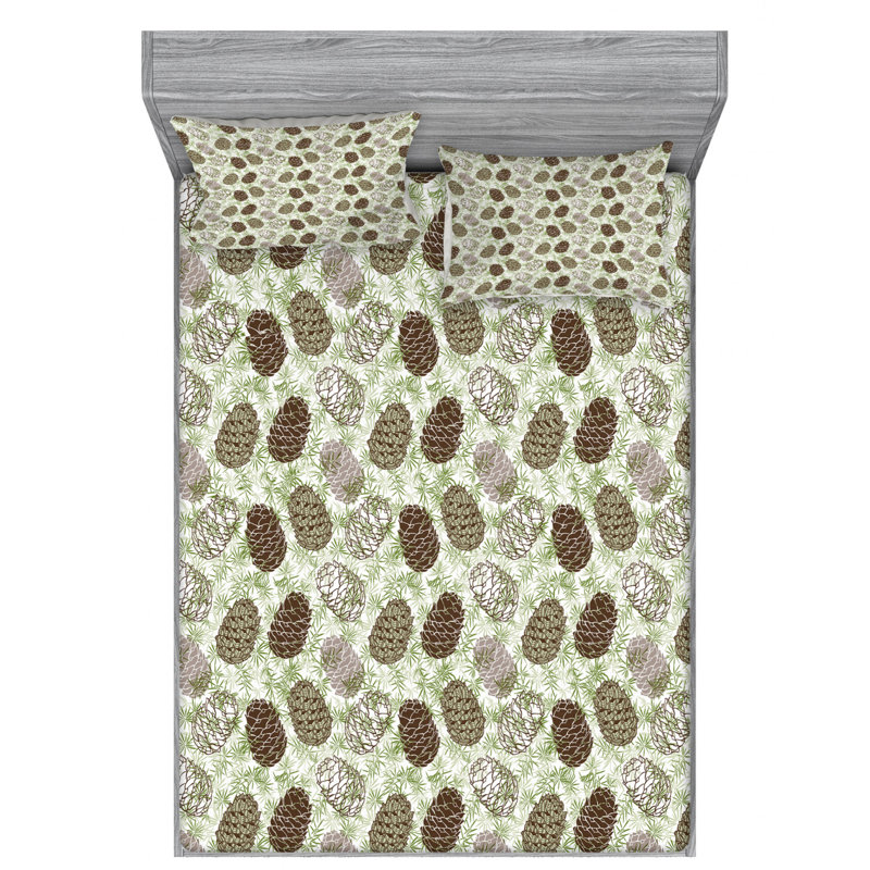 Microfiber Floral Sheet Set, Queen Sheet Set with Fitted Sheet