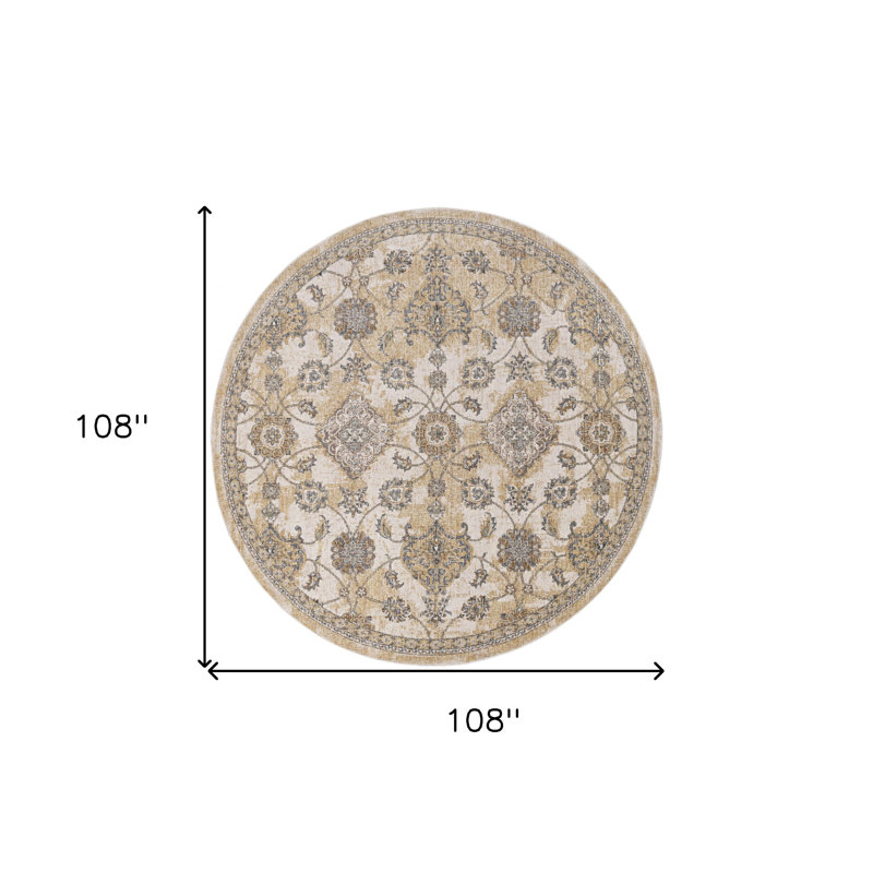 Tapis ivoire floral en laine 9 pi