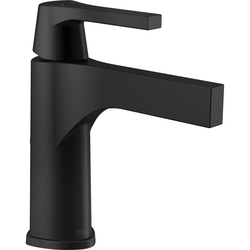 Zura Single Hole Bathroom Faucet with Drain Assembly, Matte Black