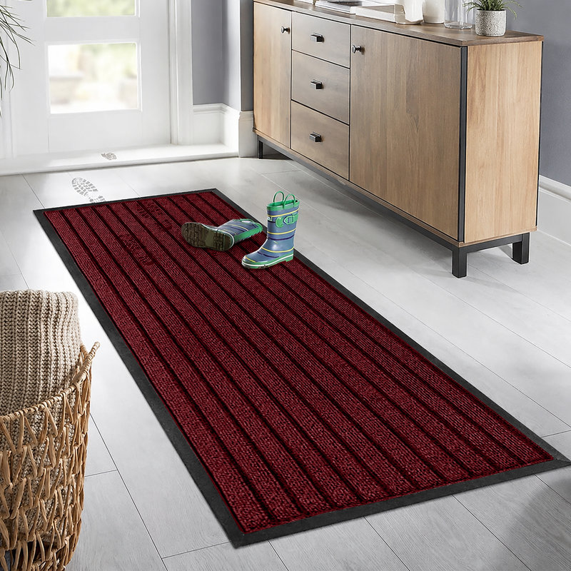 Heavy Duty PVC Rubber Door Mat – Non-Slip Indoor/Outdoor Entrance, Hallway & Kitchen Floor Mat , Burgundy, 50cm W x 80cm L