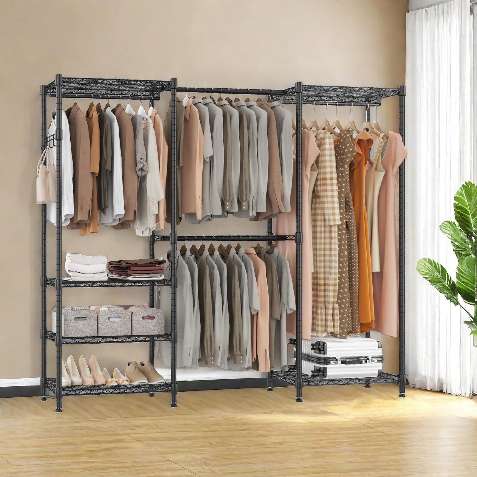 Rebrilliant Fayette Metal Adjustable Clothing Rack | Wayfair