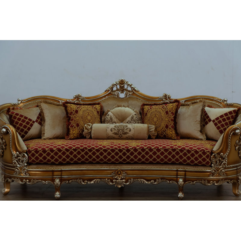 Saint Germain Velvet Sofa, Red/Gold Velvet