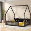 Lit maison avec rangement, lit double en bois de pin, chambre de ferme moderne