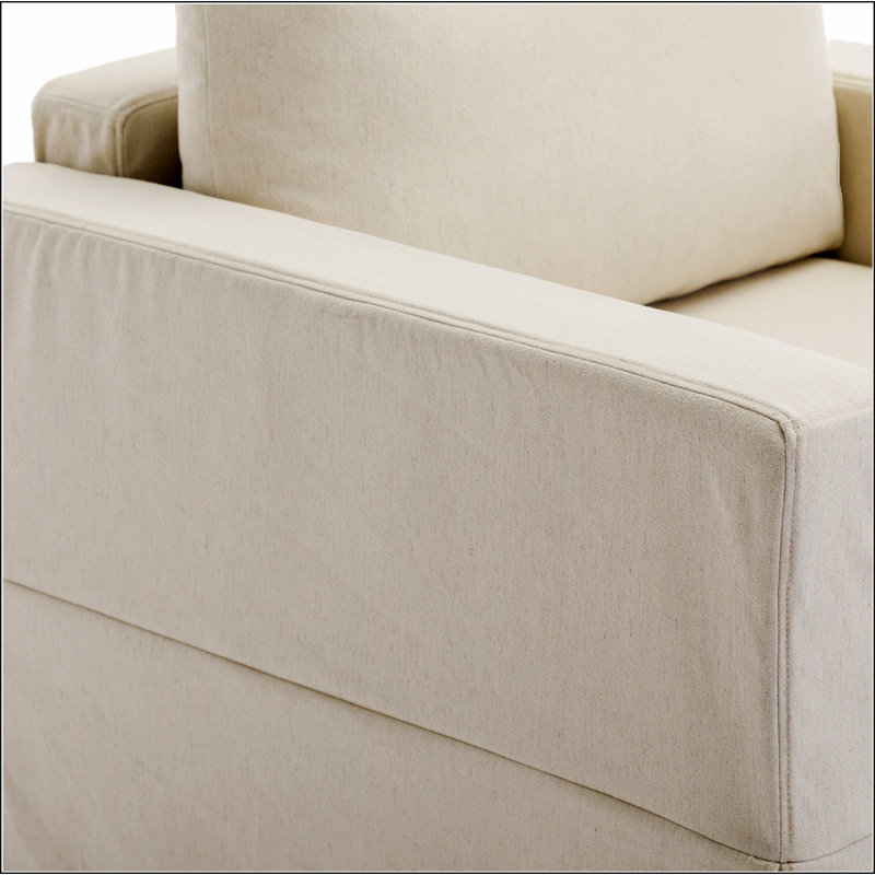 Single Seat Module Sofa Sectional Couch Seat Cushion and Back Cushion Removable, Cream Linen