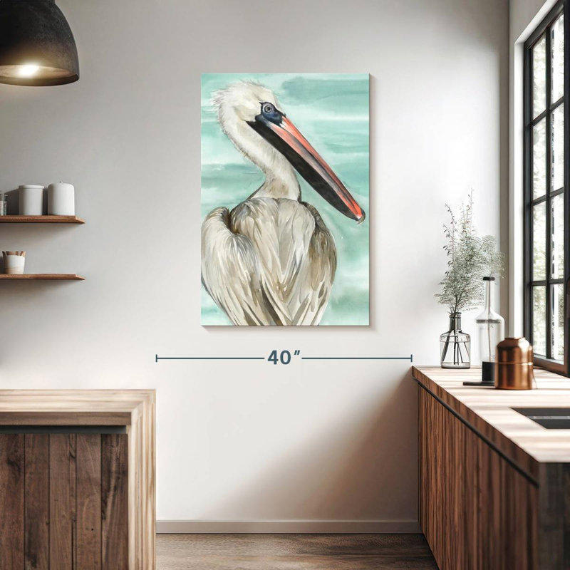 Brampt Turquoise Pelican I, 39" H x 26" W