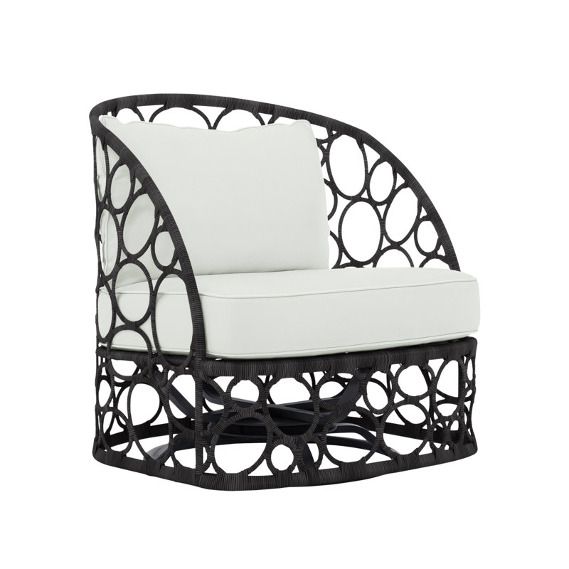 Bali Swivel Patio Chair with Cushions, White Vinyl 6503-000, Lava