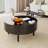 Fluted Round Lift Top Coffee Table With Storage, Adjustable Height Cocktail Table For Living Room-884580881