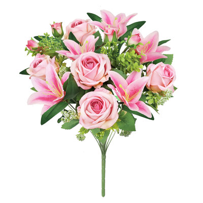 Bouquet de tiges de fleurs de lis artificielles mélangées artificielles
