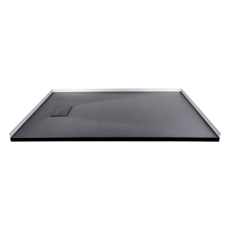 Receveur de douche Trimslate Elite 60 po x 36 po à seuil zéro avec drain d'extrémité, noir, SMFZSE6036-09, Black