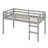 Twin Size Solid Rubber Wood Loft Bed – Ladder & Strengthened Slat Bed Platform-501250476