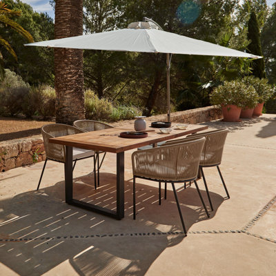 4 Seater Wooden Outdoor Dining Set 175cm