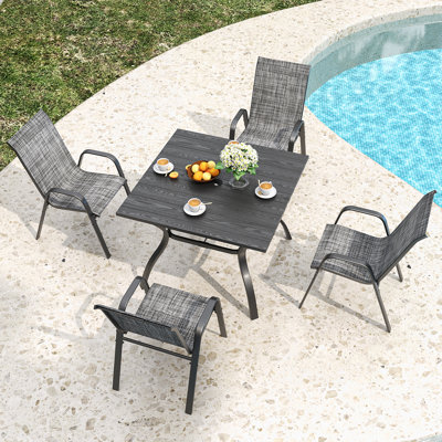 Outdoor Teslin Fabric Chairs, Wide Seat, 350 Lbs Weight Capacity, Waterproof & Rust-Resistant Metal Frame, Ergonomic Lumbar Support, Suitable For Patio, Restaurant, Banquet Hall & Commercial Use