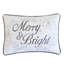 Coussin Merry & Bright Christmas - coussin lombaire en velours brodé blanc et argent 14 po x 20 po