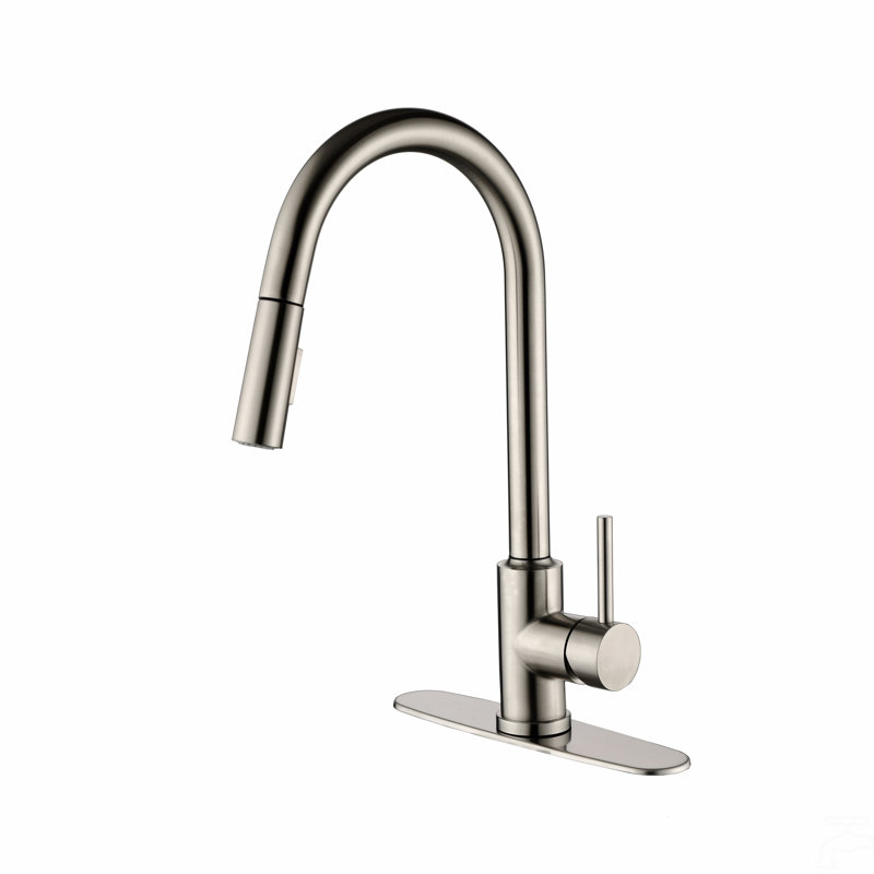 Kitchen Faucet With Pull Down Sprayer, Brushed Nickel