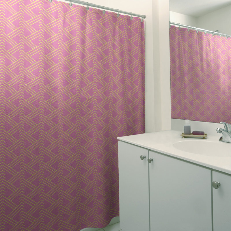 Rideau de douche simple Classic Zig Zag, Rose / Jaune