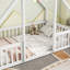 Lit simple en bois avec garde-corps et conception de maison en pin blanc pour une bonne nuit de sommeil