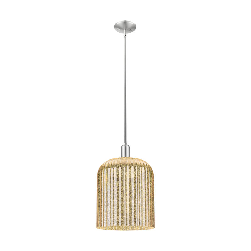 Downtown Urban - Voile de mariée - Mini-luminaire suspendu 1 tige, H 18 po x l 12 po x P 12 po, Mercure, Nickel satiné