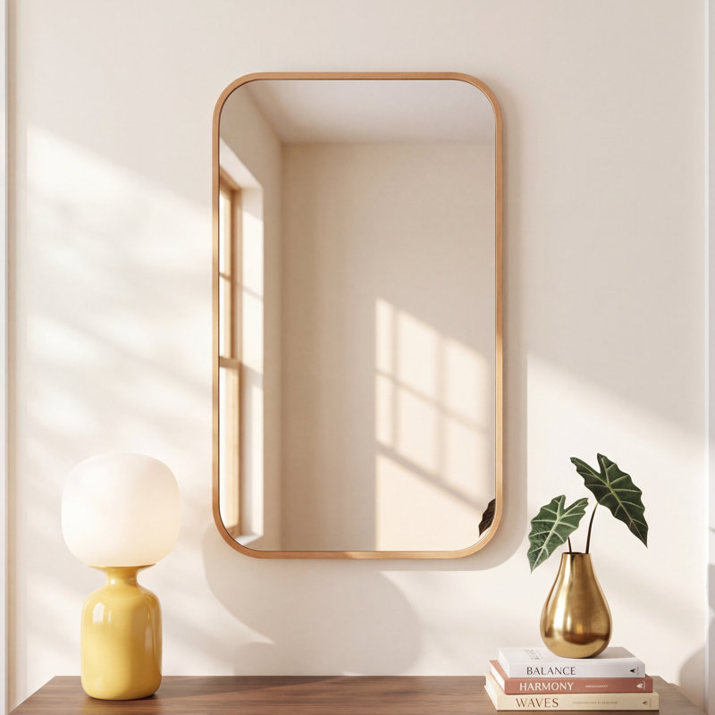 Roberts Solid Wood Flat Mirror, 34" x 22", Natural