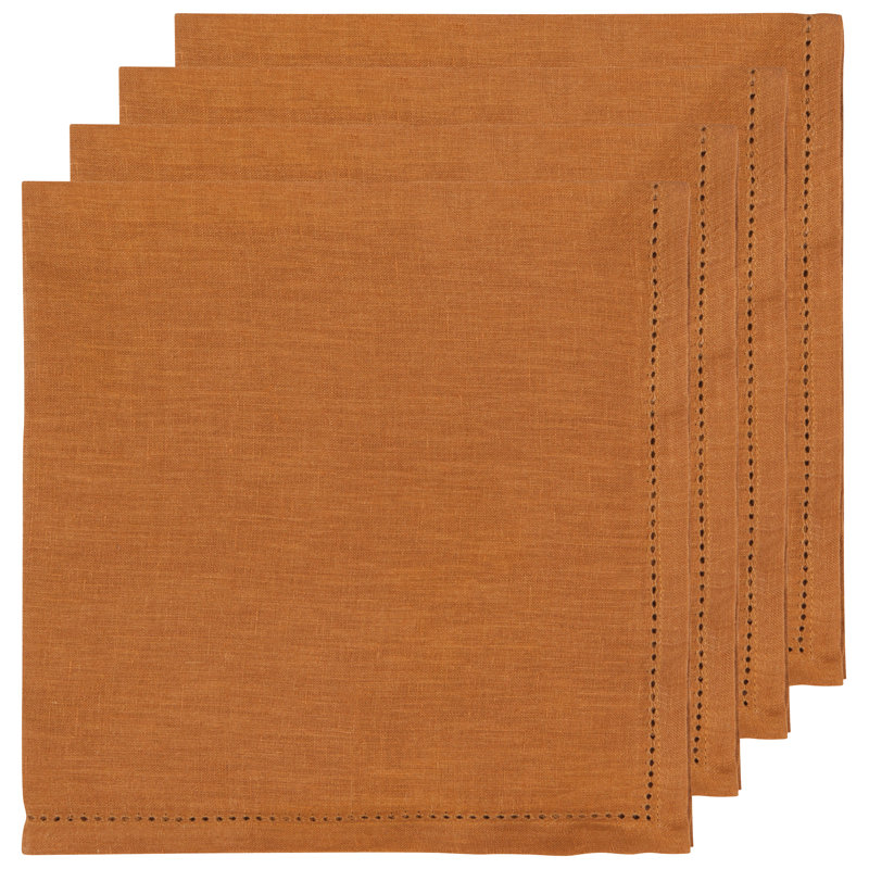 Ensemble de serviettes en coton 4 pièces Hemstitch Amber, Brun