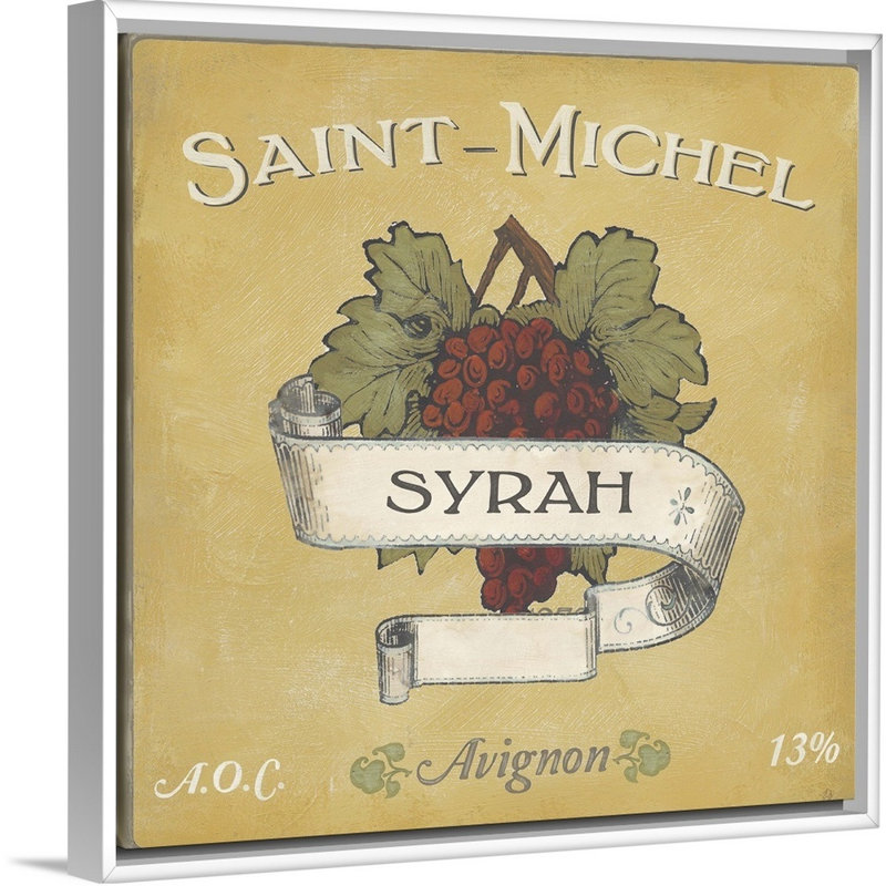 «Vintage Wine Labels VI», reproduction d'impression sur toile, Cadre flottant blanc, H 21,7 po x l 21,7 po x P 1,75 po