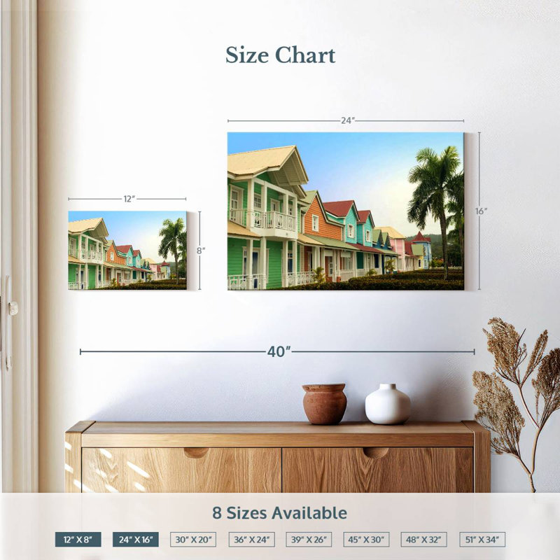 Caraïbes, maisons tropicales, H 16 po x l 24 po