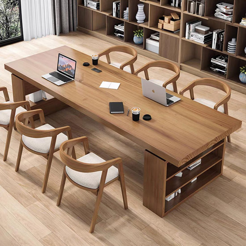 Bureau de direction rectangulaire en bois massif Burlywood, H 29,53 po x l 78,74 po x P 31,49 po