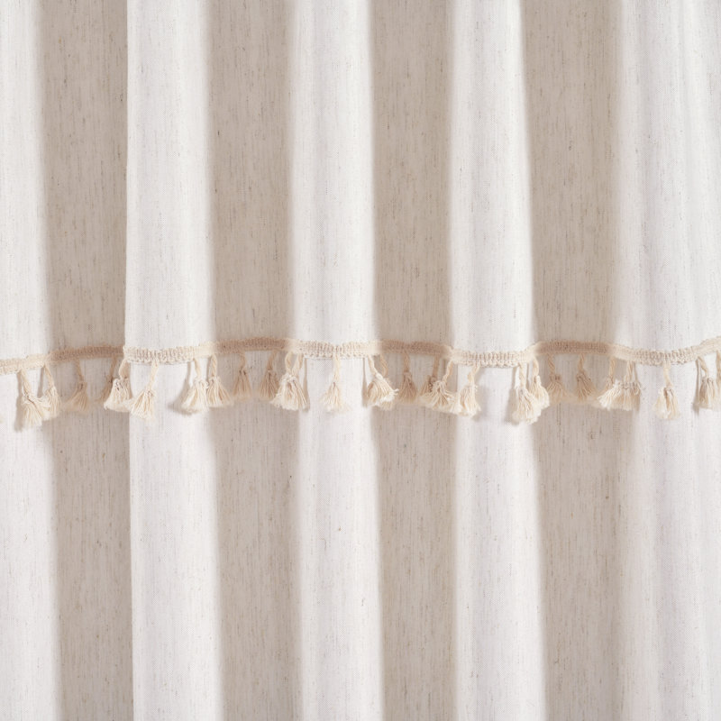 Neutral Linen Polyester Light-Filtering Rod Pocket Curtain Panels, 40" x 95"