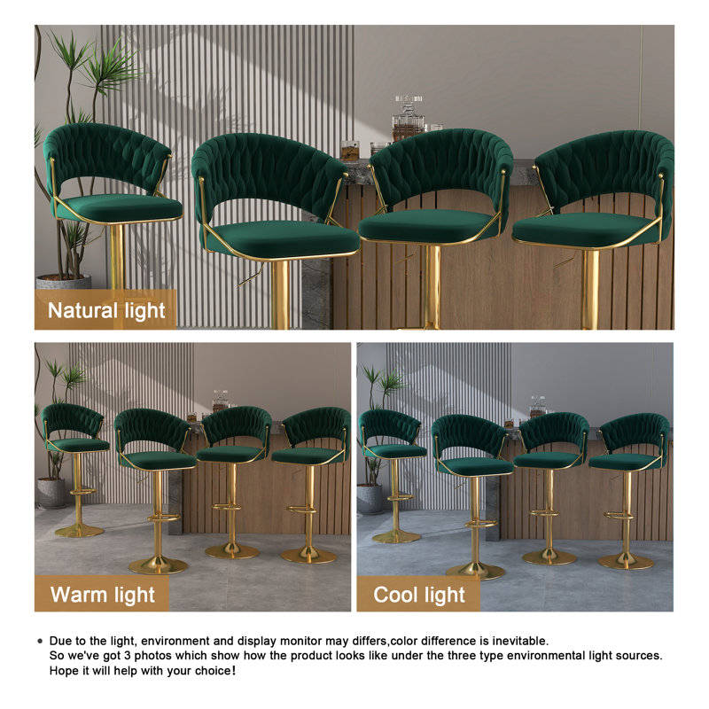 Tabouret de bar Christal, Vert foncé, Doré