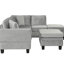 Canapé modulaire gris moderne de 105 po avec rangement, méridienne réversible, 2 coussins et porte-gobelets, idéal pour la décoration intérieure de différents styles