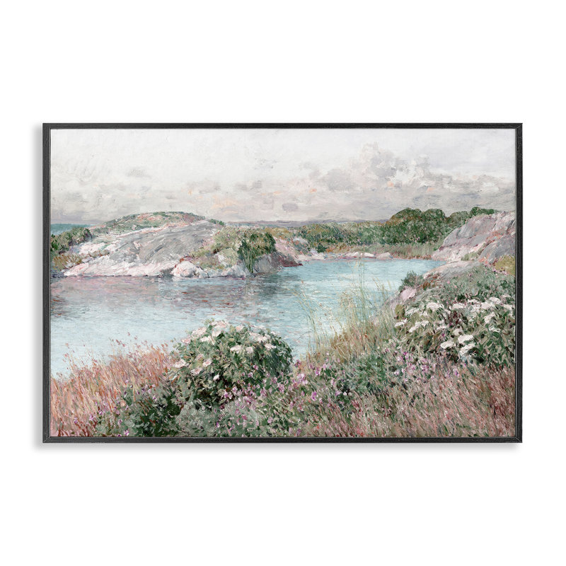 Art classique, estampe numérique de paysage de rivière par lettré et doublé, Cadre noir, H 20 po x l 30 po