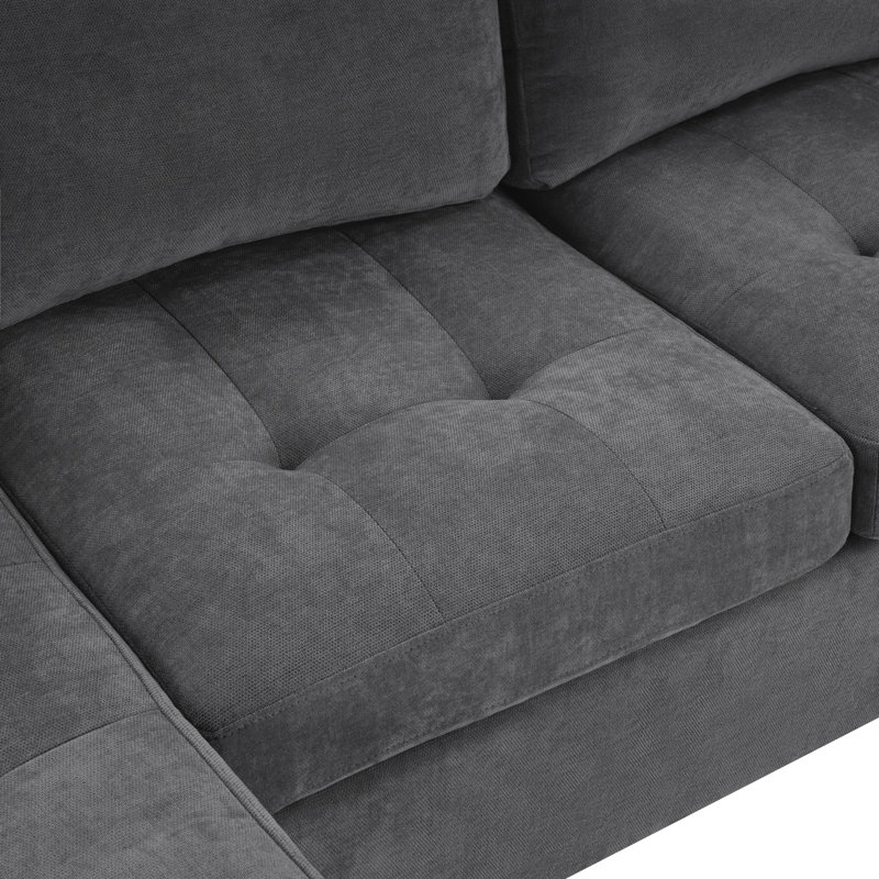 U-Shaped Sectional Sofa With Built-In Cup Holders, Storage Space And USB Ports, Dark Gray