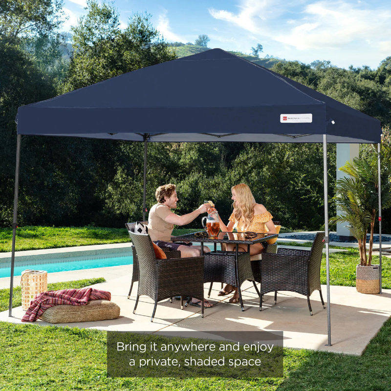 Blue 10x10ft Steel Pop-Up Canopy Tent with Wheeled Case