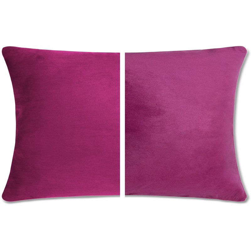 Microsuede Outdoor Reversible Throw Pillow, Sliding Raspberry, Down Alternative
