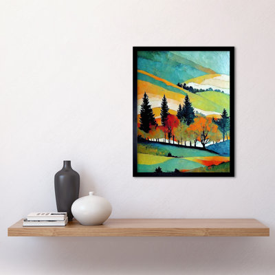 Autumn Oil Landscape Scotland Hillside - Single Picture Frame Print